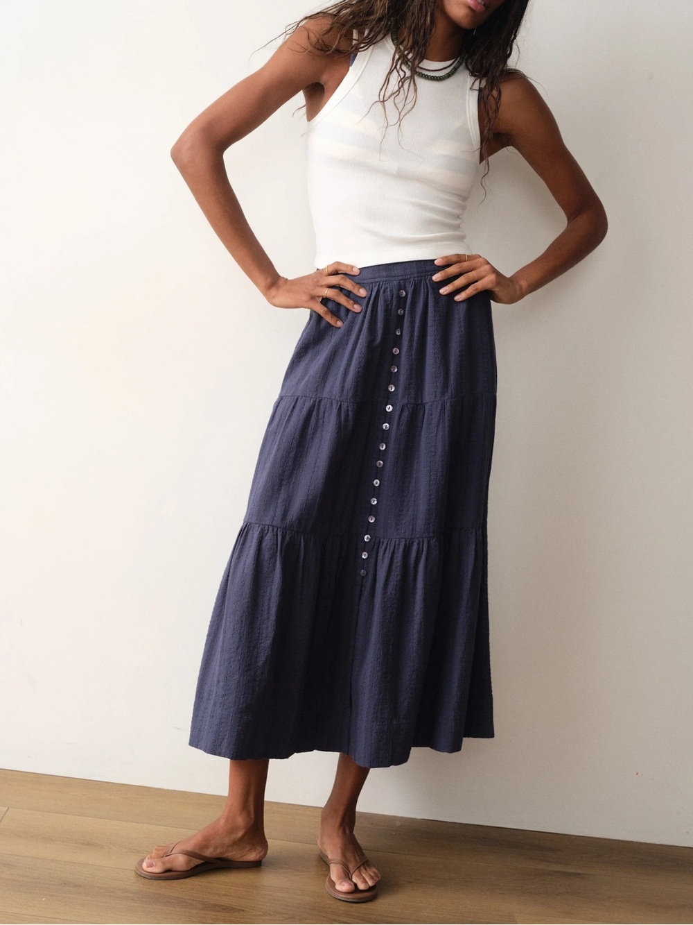 Marine Layer Lana Button-Through Skirt - Extra Small / Navy Xs new with tags nwt